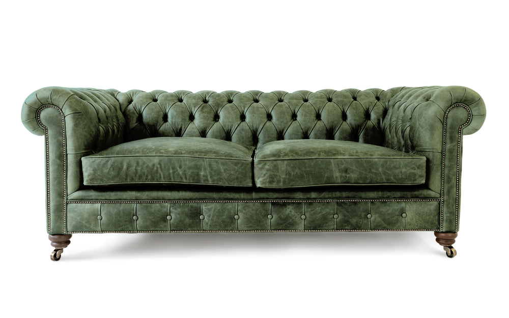 Sage green top leather sofa