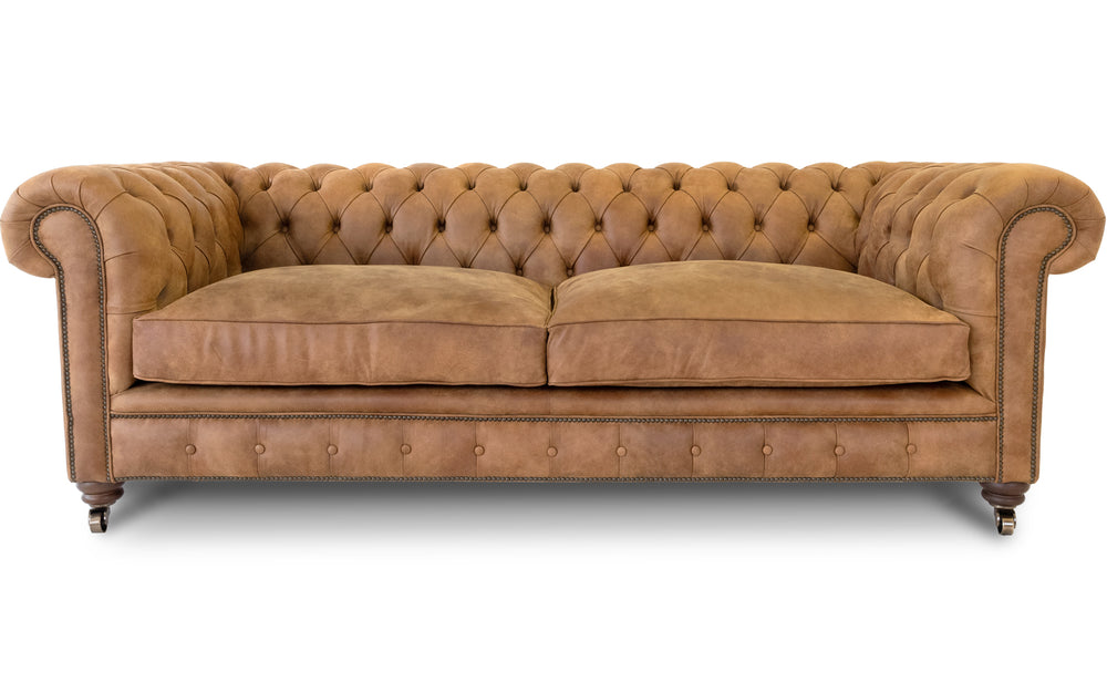 Monty    4 seater Chesterfield in Fox tail Rustic leather
