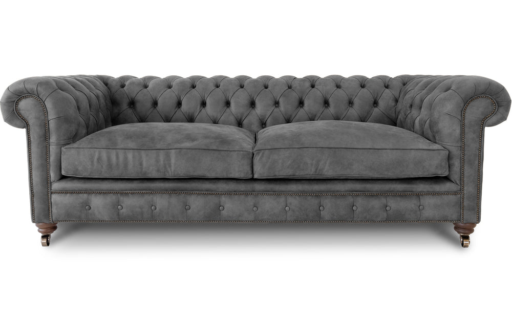 Monty    4 seater Chesterfield in Slate Rustic leather
