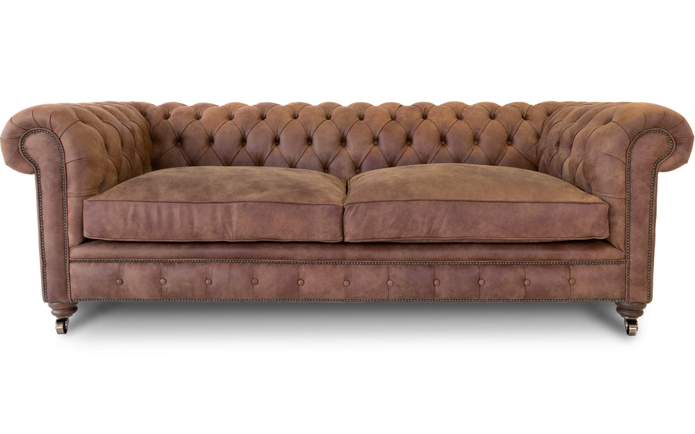 Monty    4 seater Chesterfield in Tawny Rustic leather
