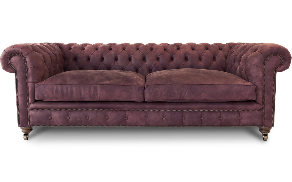 Monty    4 seater Chesterfield in Wine Rustic leather
