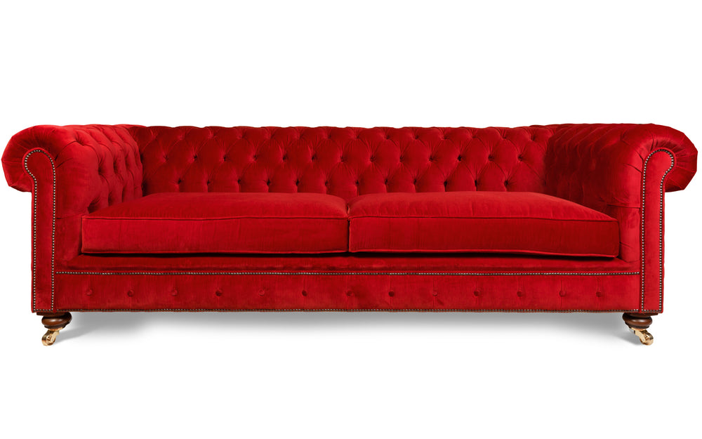 Monty 100% cotton   4 seater Chesterfield in Ruby red 
