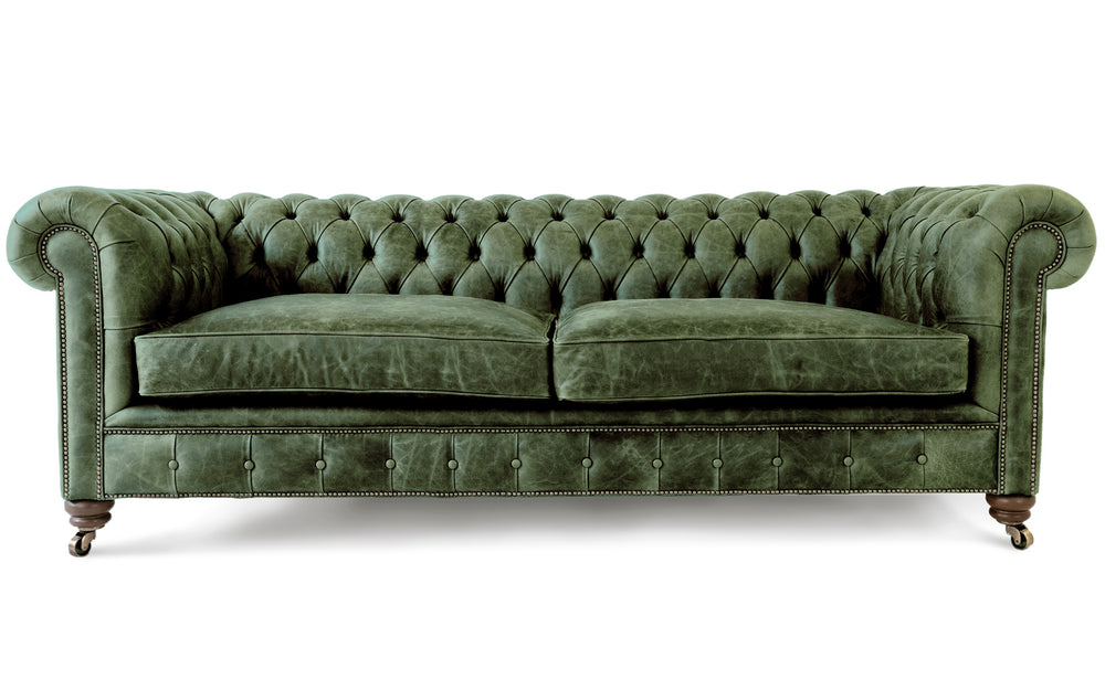 Monty    4 seater Chesterfield in Green Vintage leather
