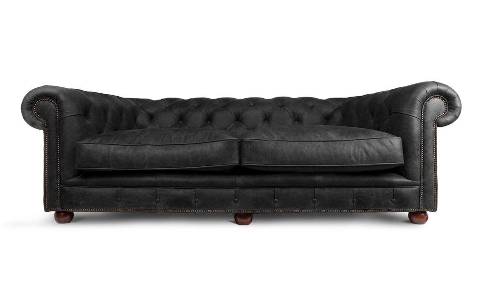 Oakley    3 seater Chesterfield in Black Vintage leather
