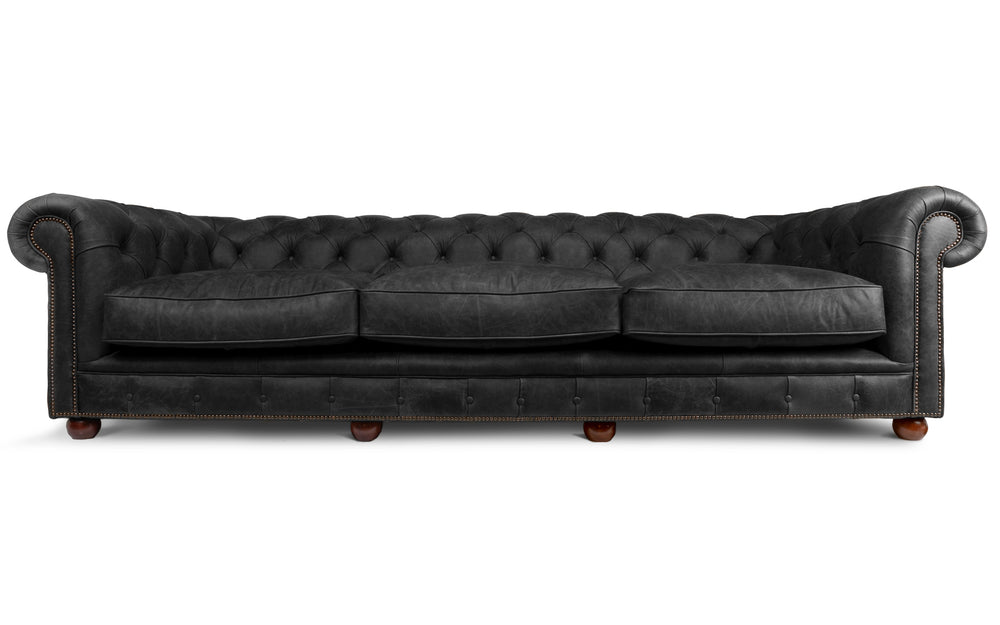 Oakley    4 seater Chesterfield in Black Vintage leather

