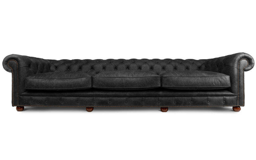 Oakley    6 seater Chesterfield in Black Vintage leather
