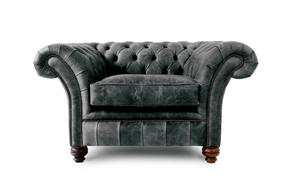 Florence    Chesterfield Chair in Black Vintage leather
