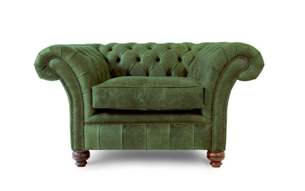 Florence    Chesterfield Chair in Green Vintage leather
