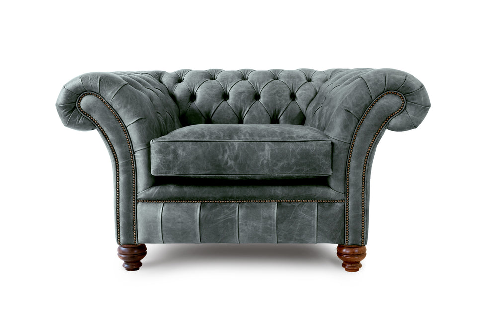 Florence    Snuggler Chesterfield in Grey Vintage leather
