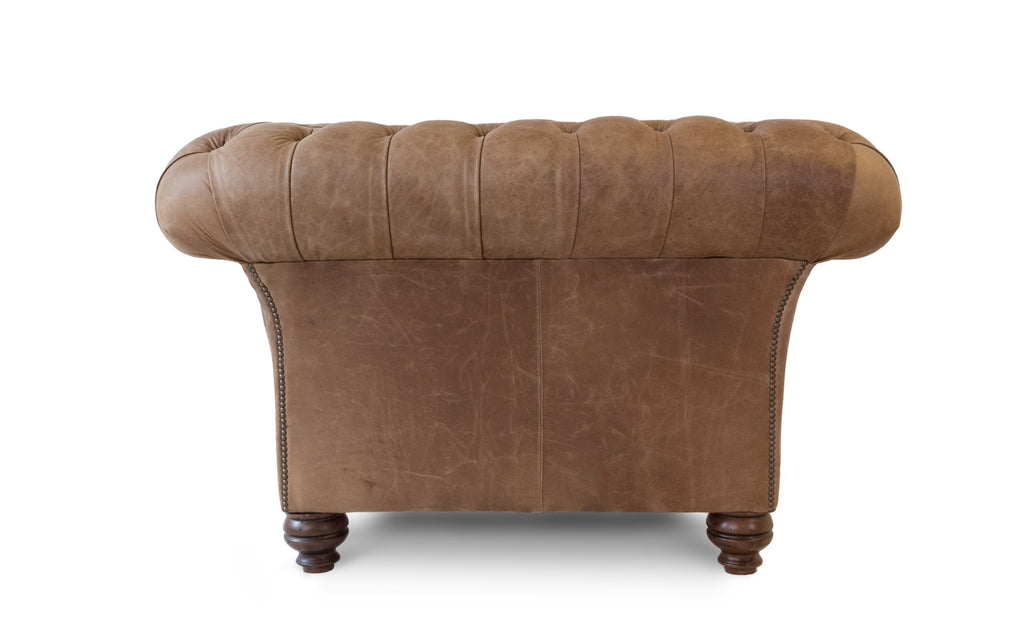 Leather chesterfield chair hot sale and ottoman