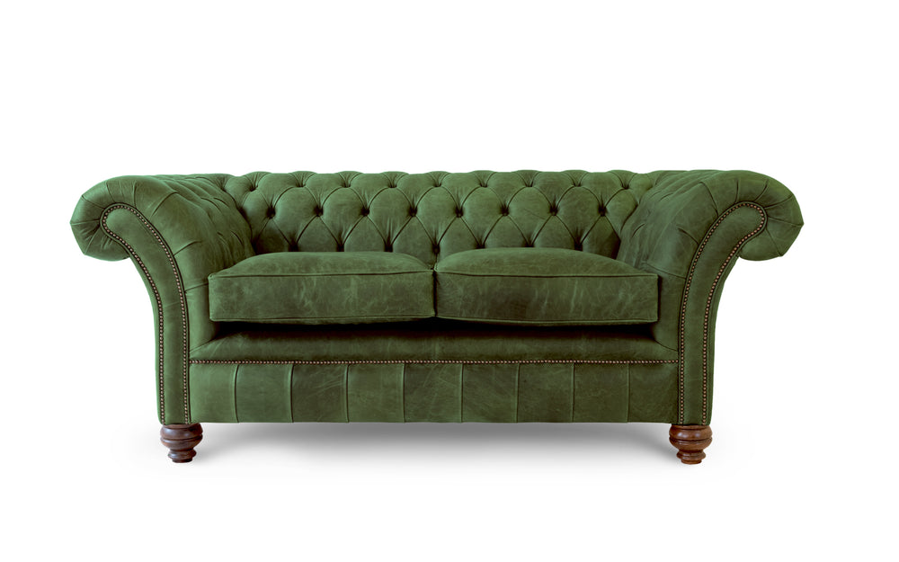 Florence    2 seater Chesterfield in Green Vintage leather
