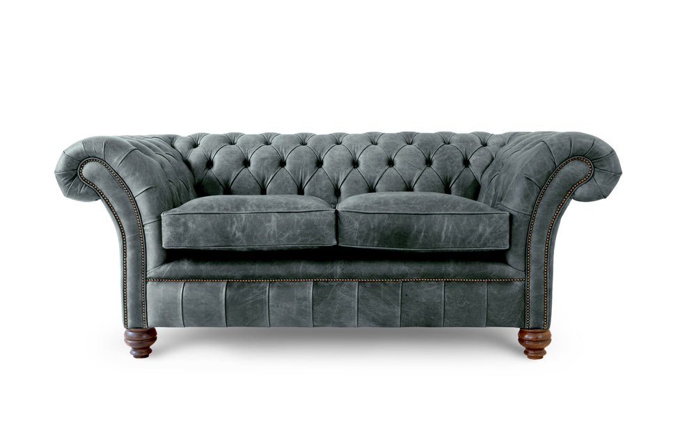 Florence    2 seater Chesterfield in Grey Vintage leather - with Sofa Bed