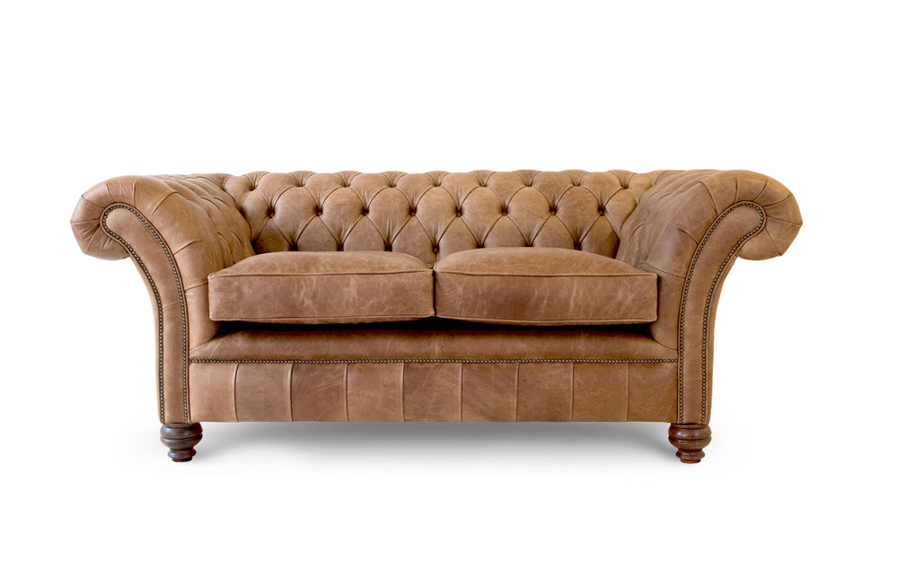 Florence    2 seater Chesterfield in Honey Vintage leather - with Sofa Bed