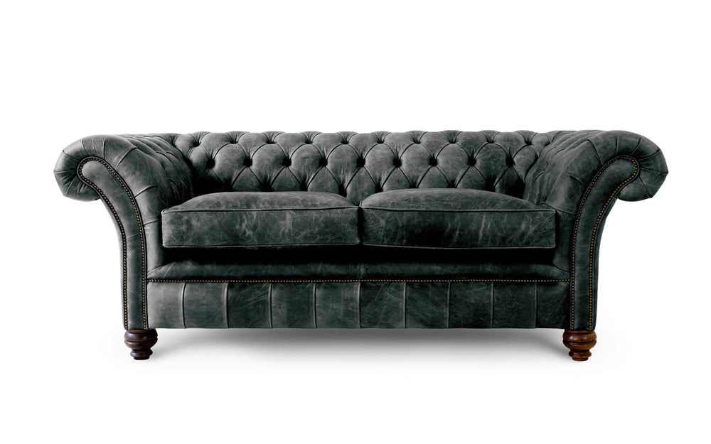 Florence    3 seater Chesterfield in Black Vintage leather - with Sofa Bed