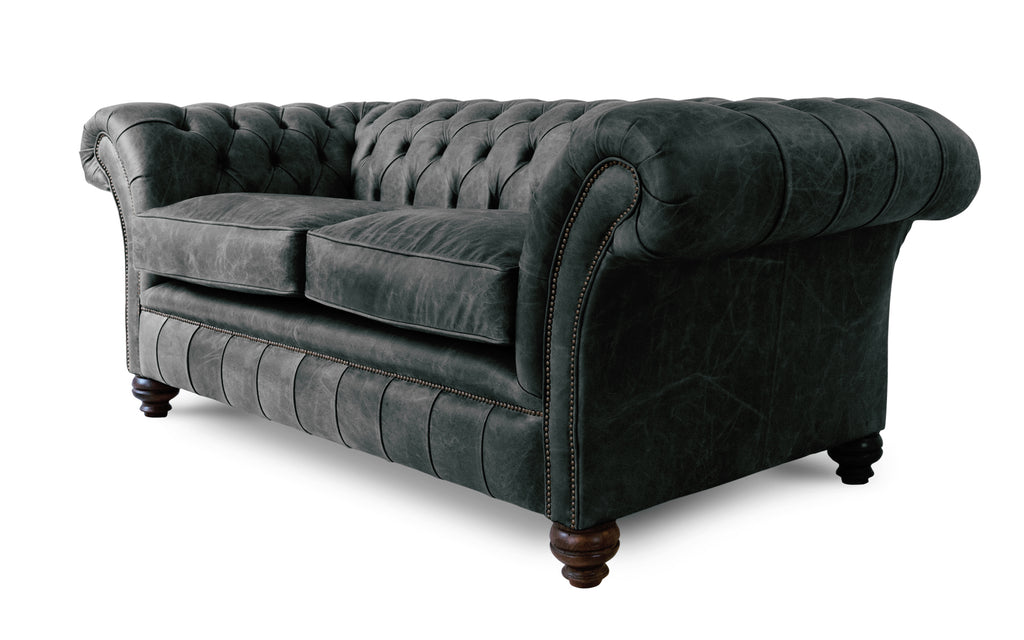 Black leather chesterfield sofa bed discount