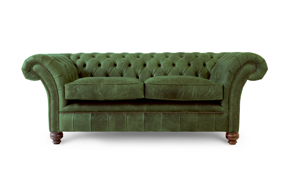 Florence    3 seater Chesterfield in Green Vintage leather - with Sofa Bed