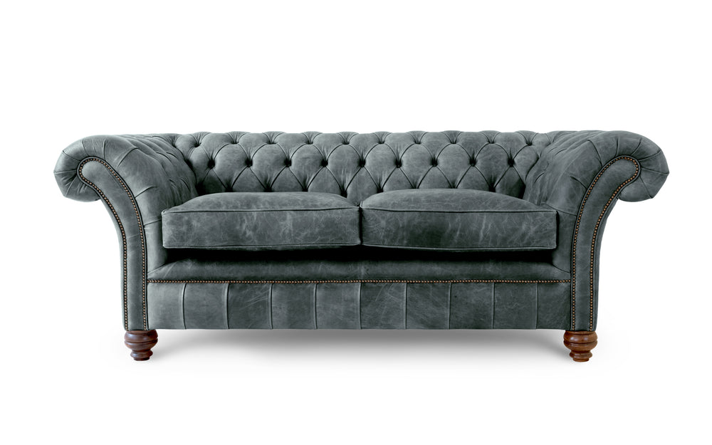 Florence    3 seater Chesterfield in Grey Vintage leather - with Sofa Bed