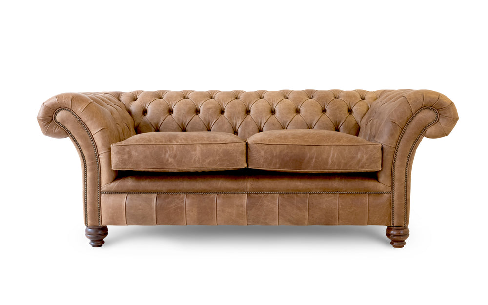 Florence    3 seater Chesterfield in Honey Vintage leather
