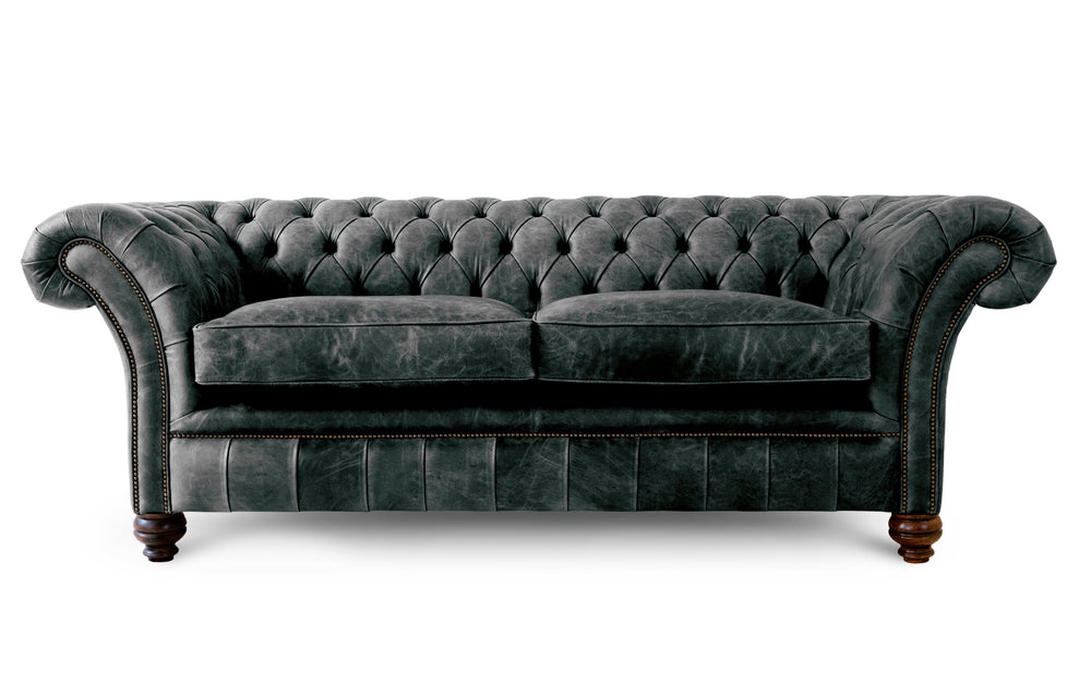 Florence    4 seater Chesterfield in Black Vintage leather
