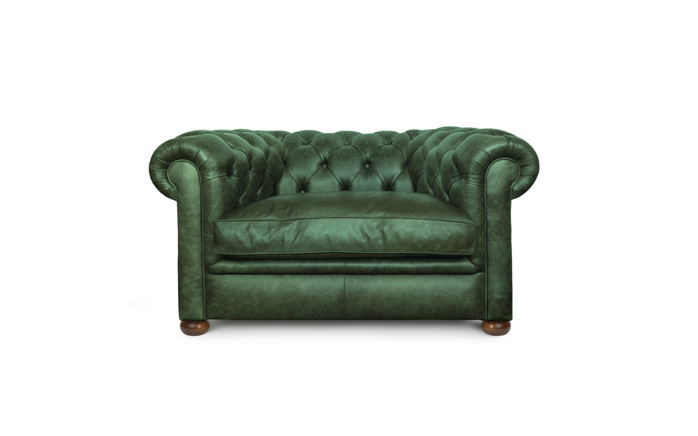 Huxley    1 seater Chesterfield in Green Vintage leather
