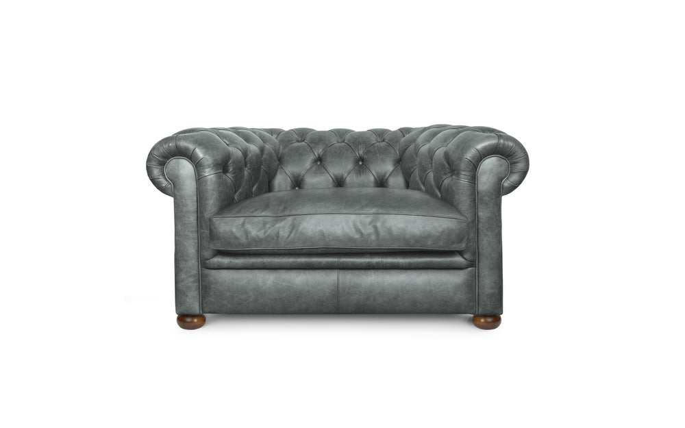 Huxley    1 seater Chesterfield in Grey Vintage leather
