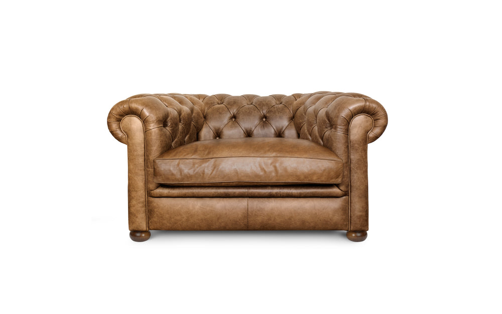 Huxley    1 seater Chesterfield in Honey Vintage leather
