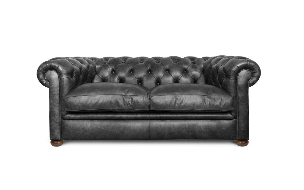 Huxley    2 seater Chesterfield in Black Vintage leather
