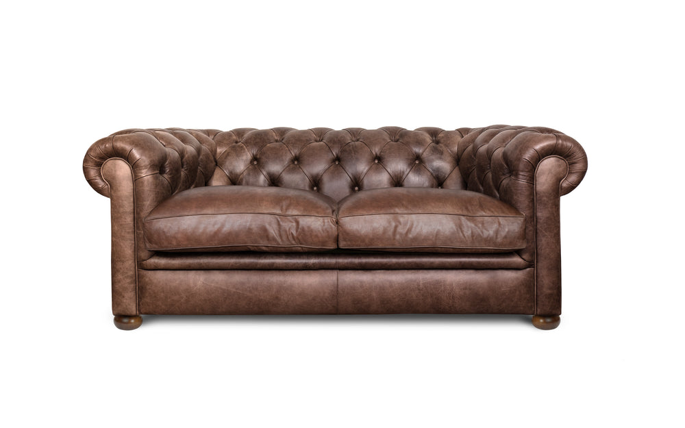 Huxley    2 seater Chesterfield in Dark brown Vintage leather
