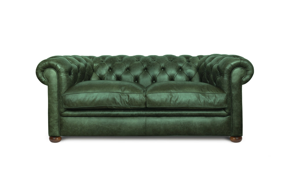 Green leather shop sofa for sale