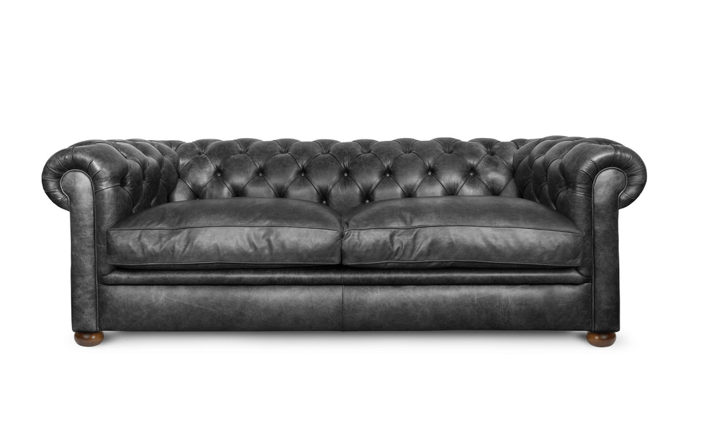 Huxley    3 seater Chesterfield in Black Vintage leather
