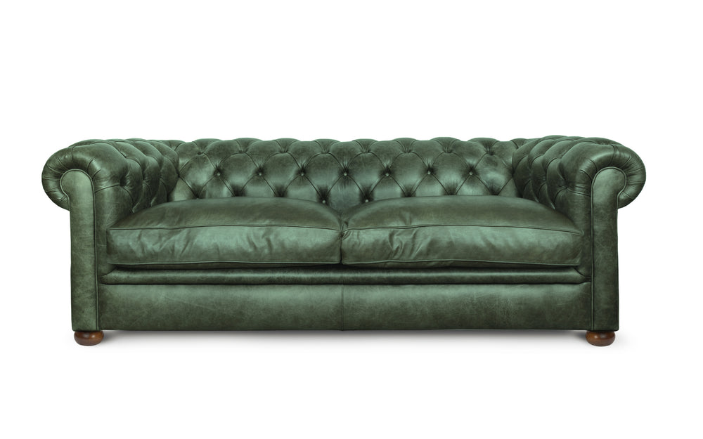 Huxley    3 seater Chesterfield in Green Vintage leather
