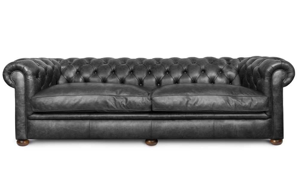 Huxley    4 seater Chesterfield in Black Vintage leather
