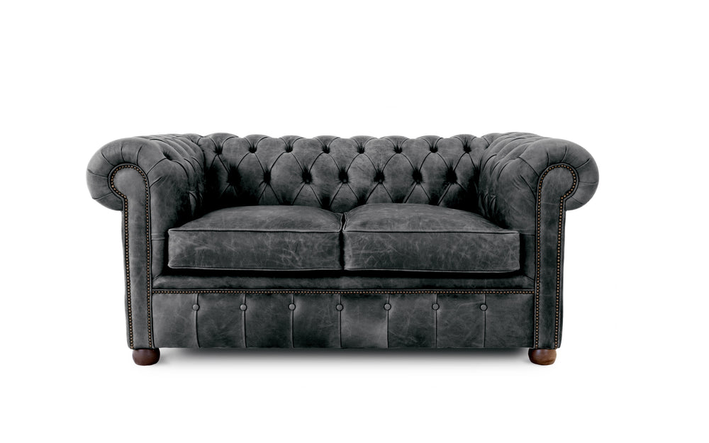 Archie    2 seater large Chesterfield in Black Vintage leather
