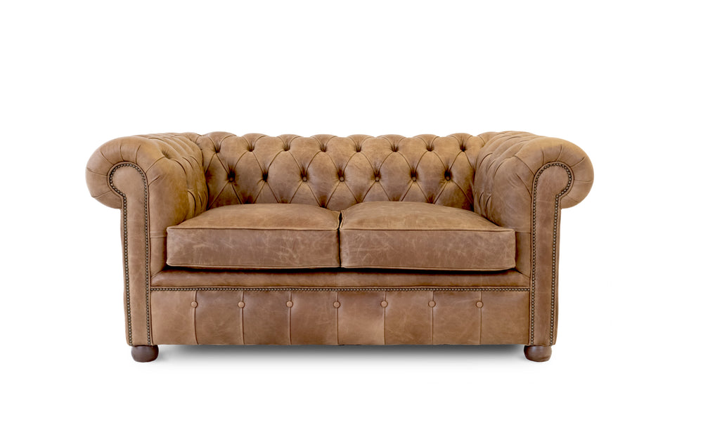 Archie    2 seater large Chesterfield in Honey Vintage leather
