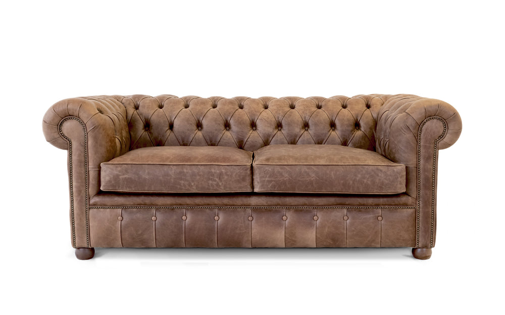 Archie    3 seater Chesterfield in Dark brown Vintage leather - with Sofa Bed