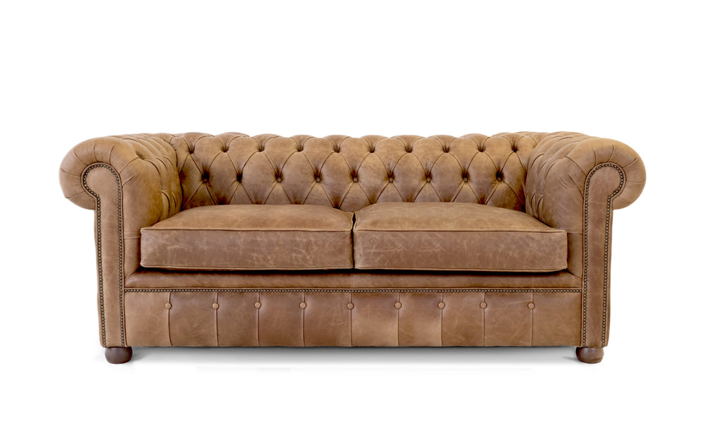 Archie    3 seater Chesterfield in Honey Vintage leather
