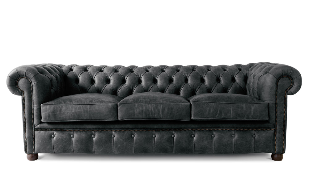 Archie    4 seater Chesterfield in Black Vintage leather - with Sofa Bed