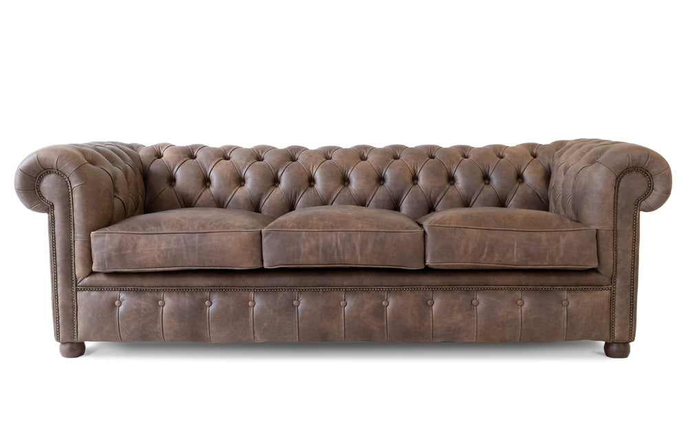 Archie    4 seater Chesterfield in Dark brown Vintage leather - with Sofa Bed