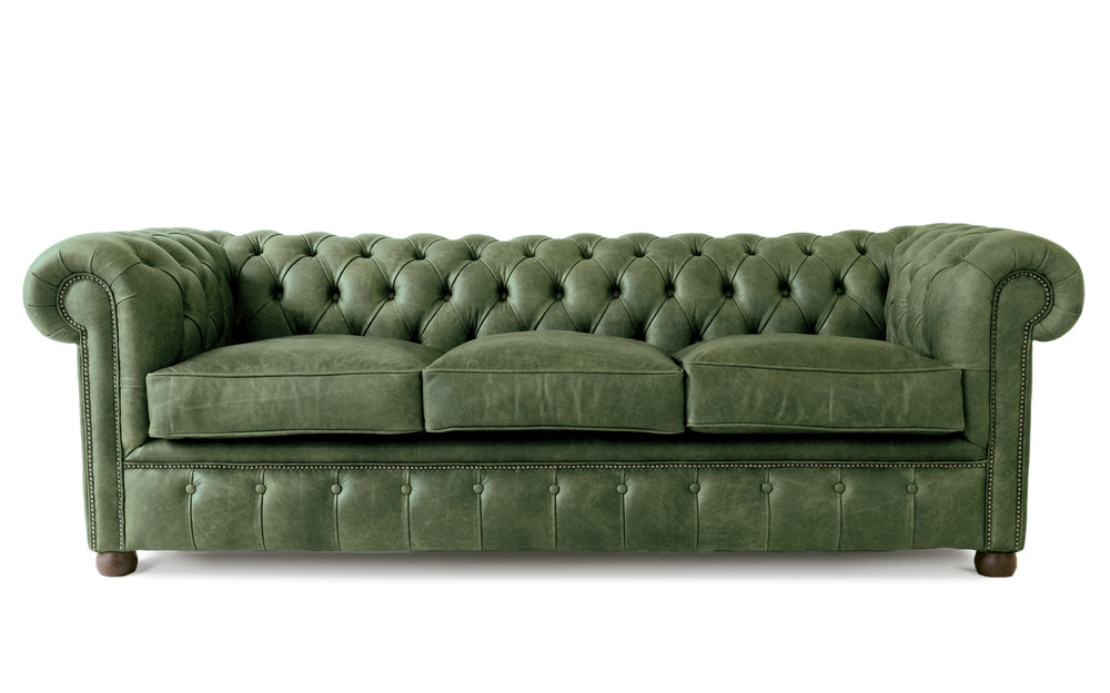 Archie    4 seater Chesterfield in Green Vintage leather - with Sofa Bed
