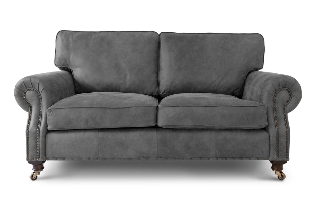 Birdie 2 seater Leather Sofa in Slate Rustic Leather