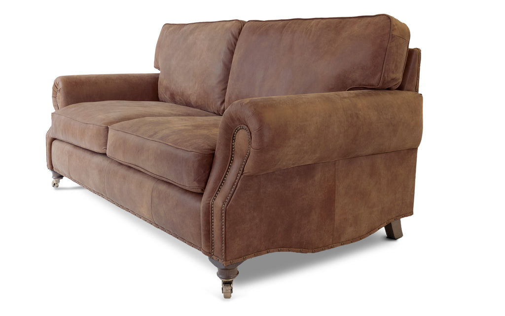 Brown rustic leather 2025 couch