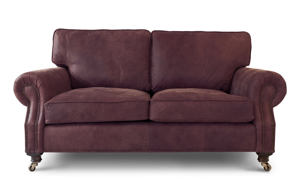 Birdie    2 seater small Sofa in Wine Rustic leather
