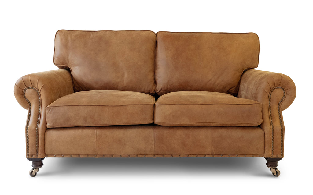 Rustic tan top leather sofa