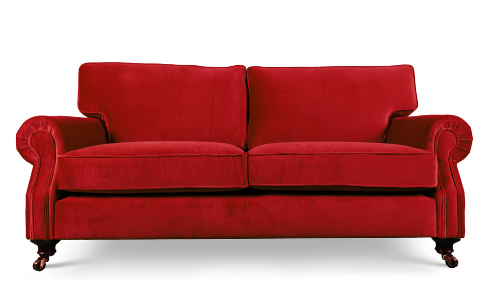 Birdie 100% cotton   4 seater Sofa in Ruby red 
