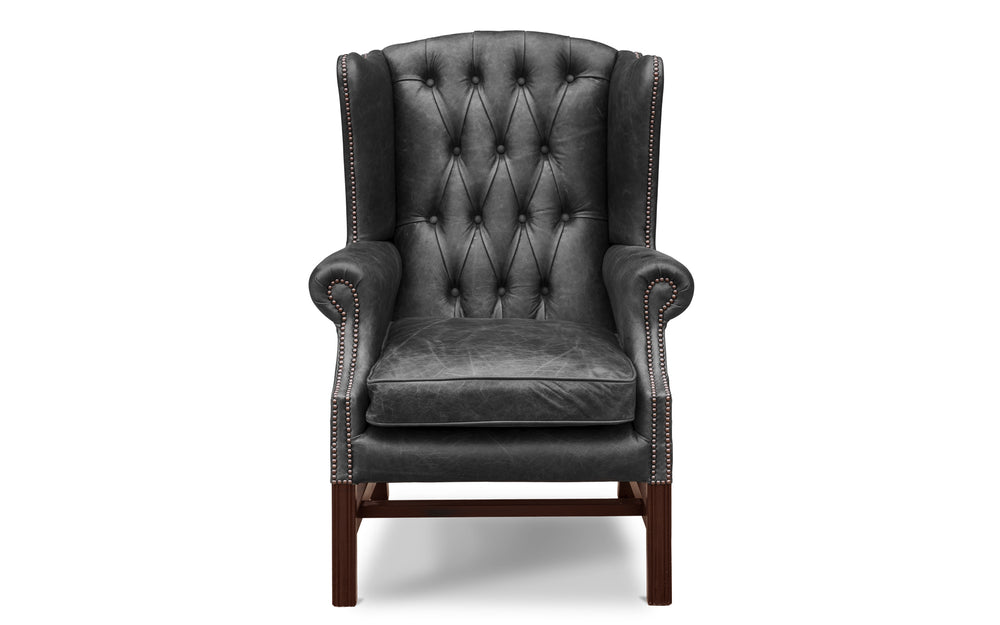 Elsie   wing back chair in Black Vintage leather
