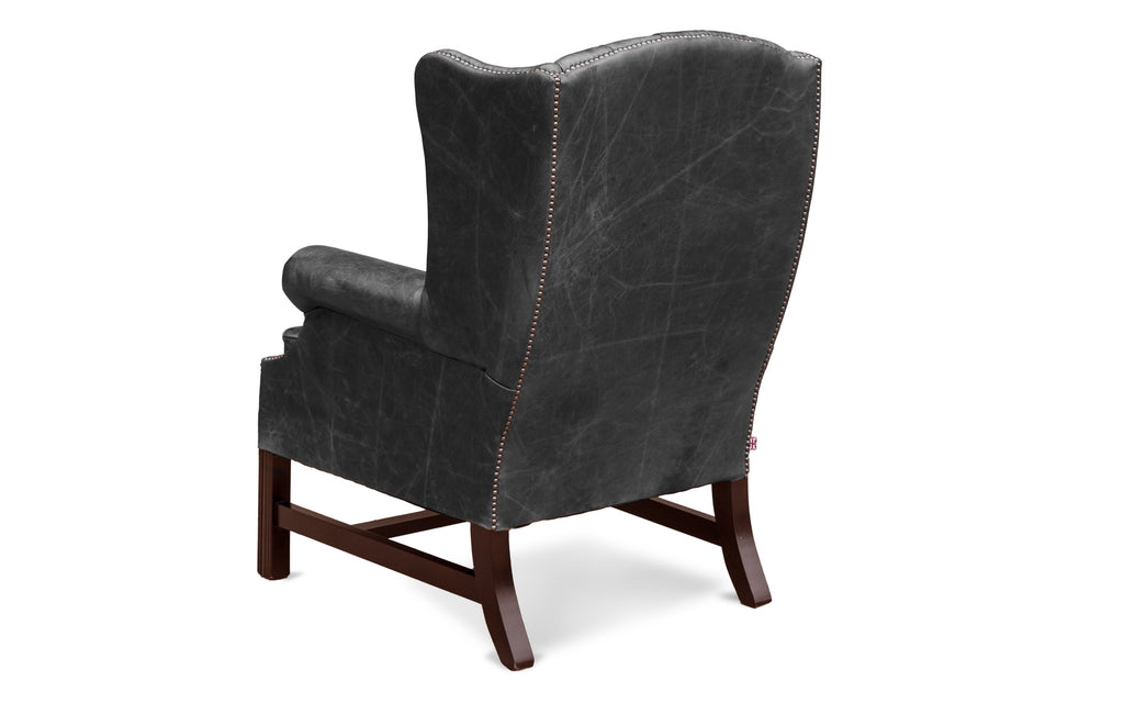 Elsie Wing Back Chair in Black Vintage Leather