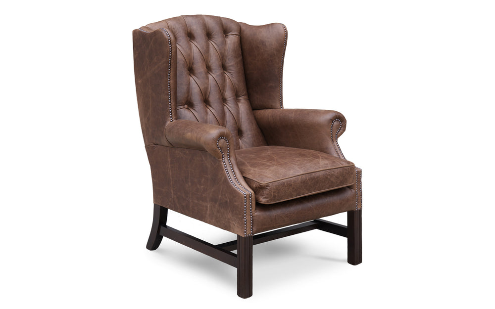 Dark brown leather wingback chair new arrivals