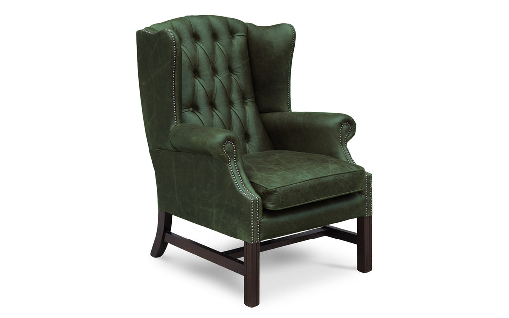 Antique green outlet leather chair