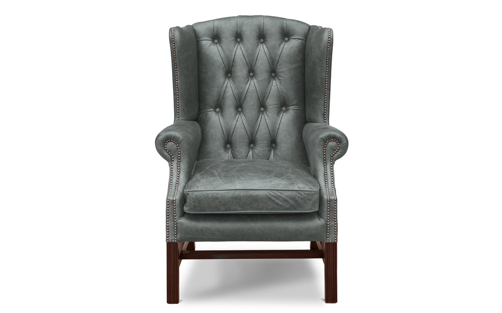 Elsie   wing back chair in Grey Vintage leather
