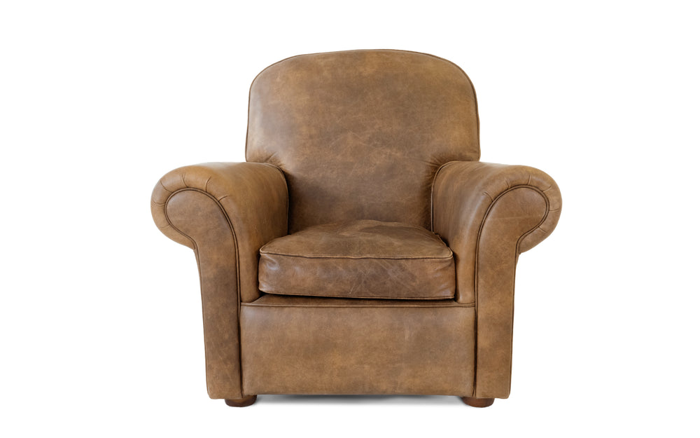 Jemima   club chair in Honey Vintage leather
